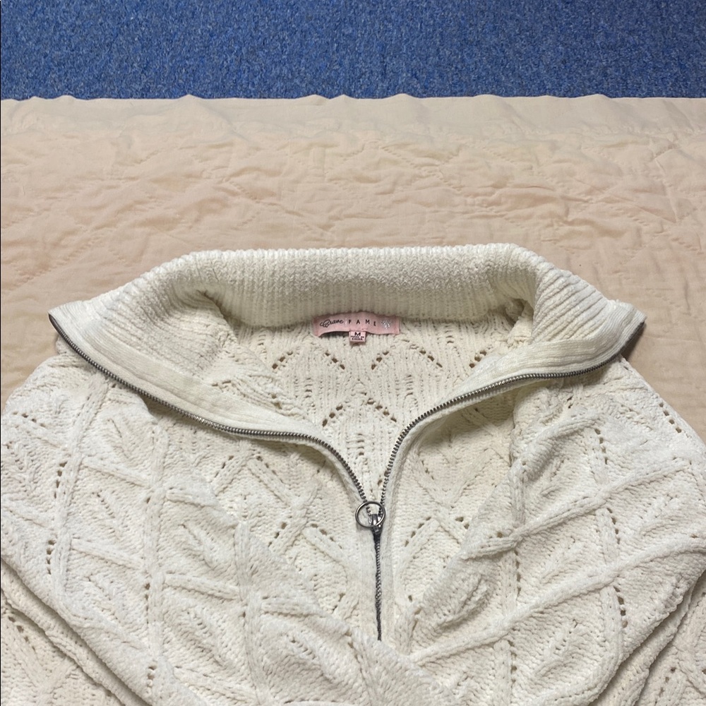 Crave Fame Cream Zip-Up Cardigan - Picture 16 of 16